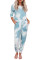 Sky Blue Tie Dye Knit Long Sleeve Joggers Set