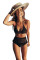 Black Pom Pom Mesh Insert High Waist Bikini