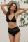 Black Pom Pom Mesh Insert High Waist Bikini