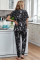 Black Tie-dye T-shirt Pants PJ Set