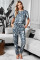 Gray Tie-dye T-shirt Pants PJ Set