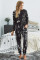 Black Tie Dye Knit Long Sleeve Joggers Set