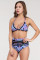 Sky Blue Stripe Tassel Trim High Waist Bikini