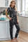 Black Tie-dye T-shirt Pants PJ Set