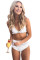 White Pom Pom Mesh Insert High Waist Bikini