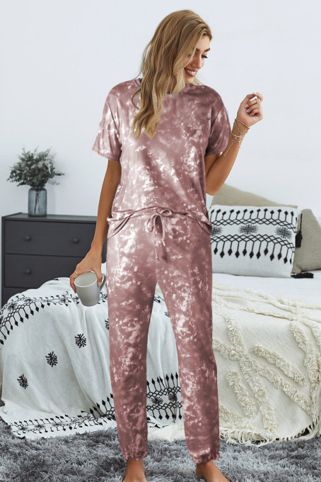 Red Tie-dye T-shirt Pants PJ Set