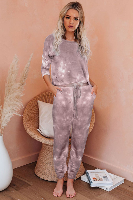 Tie Dye Knit Long Sleeve Joggers Set