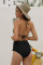 Black Pom Pom Mesh Insert High Waist Bikini