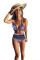 Sky Blue Stripe Tassel Trim High Waist Bikini