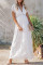 White V Neck Lace Maxi Dress