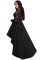Black Long Sleeve Lace High Low Satin Prom Dress