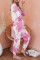 Pink Tie Dye Knit Long Sleeve Joggers Set