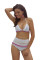 Blue Pom Pom Mesh Insert High Waist Bikini