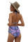 Sky Blue Stripe Tassel Trim High Waist Bikini