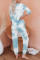 Sky Blue Tie Dye Knit Long Sleeve Joggers Set