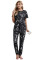 Black Tie-dye T-shirt Pants PJ Set