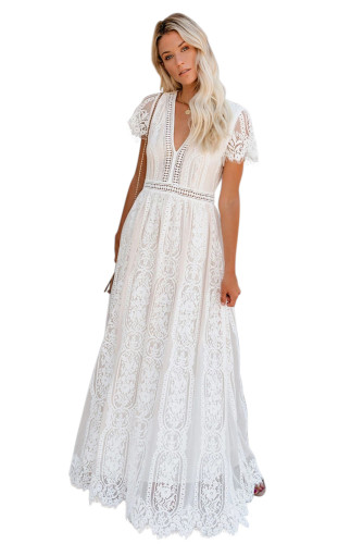 White Fill Your Heart Lace Maxi Dress
