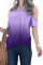 Purple Gradient Cold Shoulder Knot Twisted T-Shirt