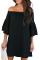 Black Off Shoulder Ruffled Sleeve Shift Dress