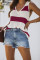 Red Striped V-Neck Knit Tank