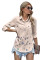 Apricot Butterfly Print Pocketed Shirt