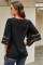 Black Flare Sleeve V Neck Button Up Blouse