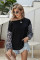 Black Blossom Contrast Swiss Dot Knit Top