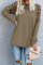 Khaki Leopard Stitching Long Sleeve Top