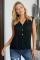 Black V-Neck Front Irregular Twist Hem Tank Top