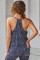 Blue Printed Racerback Tank Top