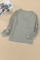 Green V-neck Lantern Sleeve Knit Long Sleeve Top