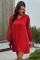Red Lace Long Sleeves Shift Above Knee Dress
