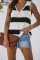 Black Striped V-Neck Knit Tank