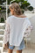 White Blossom Contrast Swiss Dot Knit Top