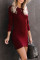 Red Long Sleeve Wrap Hem Mini Dress