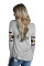 Gray Floral Print Splice Sleeve Pullover Tunic
