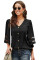 Black Flare Sleeve V Neck Button Up Blouse