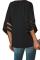 Black Flare Sleeve V Neck Button Up Blouse