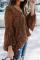 Brown Lantern Sleeve Lace Up Blouse