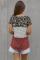 Rusty Block Striped and Leopard Short Sleeve Tee