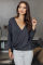 Gray Wrap Hi-lo Hem Blouse