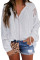 White V Neck Lantern Sleeve Lace Hollow Out Long Sleeve Top
