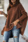 Brown Turtleneck Bat Sleeve Side Slit Tunic Top
