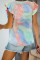 Orange Tie-dye Ruffled Cap Sleeve T-shirt