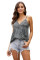 Gray Tropical Plant Print Tank Top