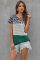 Green Block Striped and Leopard Short Sleeve Tee