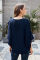 Blue Fashion Contrast Color V Neck Blouse