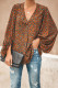 Brown Love You Boo Balloon Sleeve Blouse