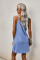 Sky Blue Buttoned Slip Dress