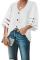 White Flare Sleeve V Neck Button Down Blouse